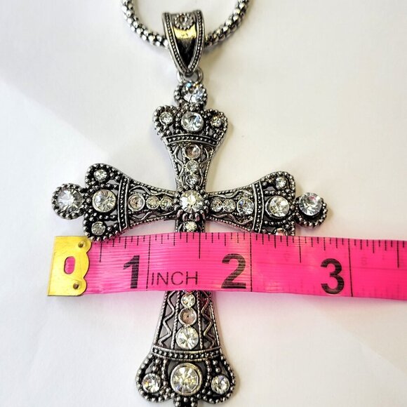 Mens Large Cross Pendant Necklace - Picture 8 of 11